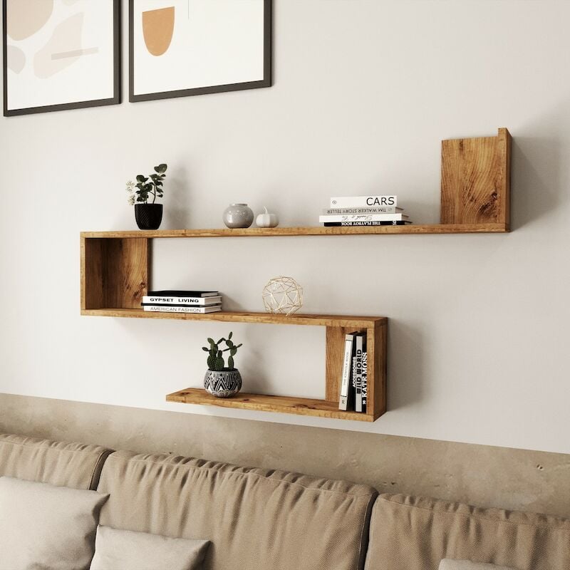 Mutka seinähylly 120x14,5x71cm rustiikki